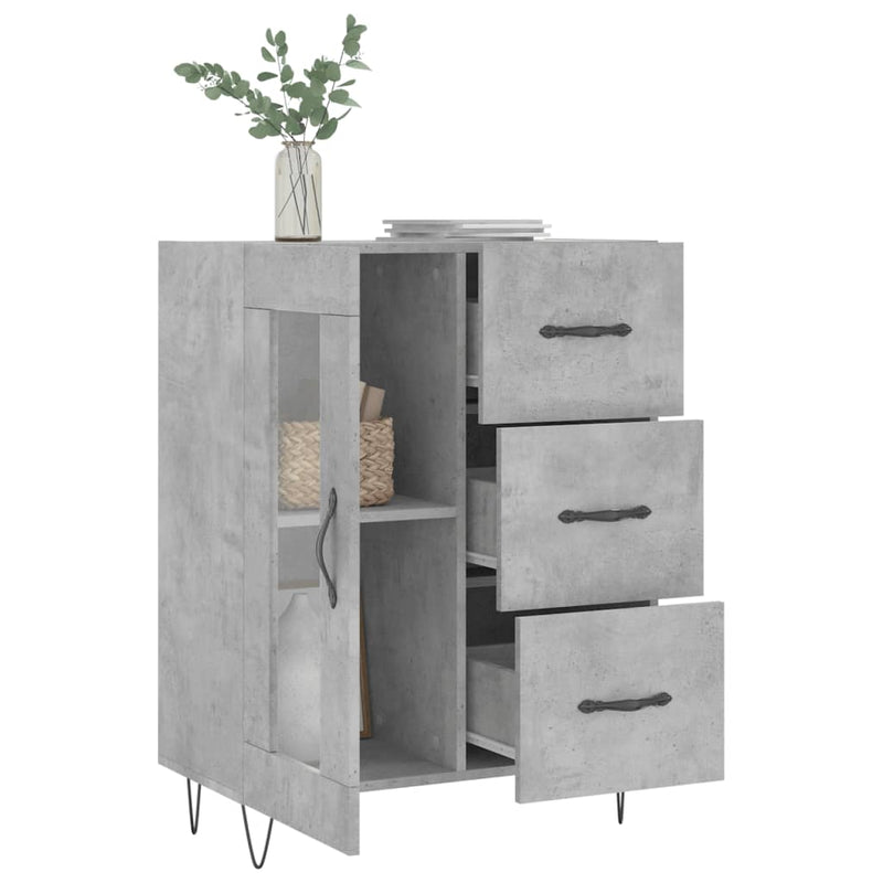 vidaXL betonszürke szerelt fa tálalószekrény 69,5 x 34 x 90 cm