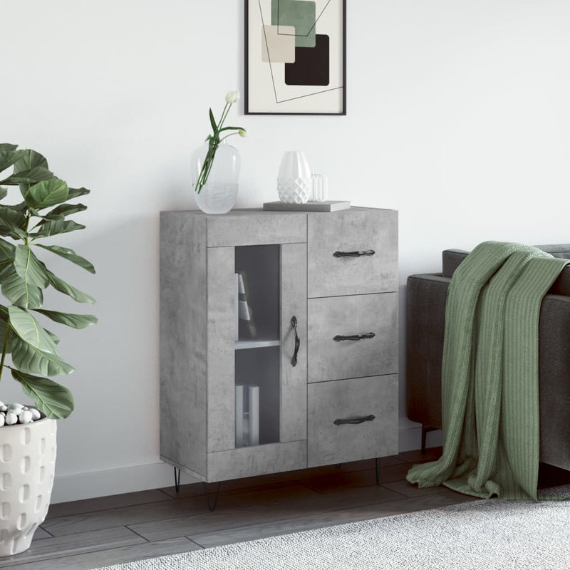 vidaXL betonszürke szerelt fa tálalószekrény 69,5 x 34 x 90 cm