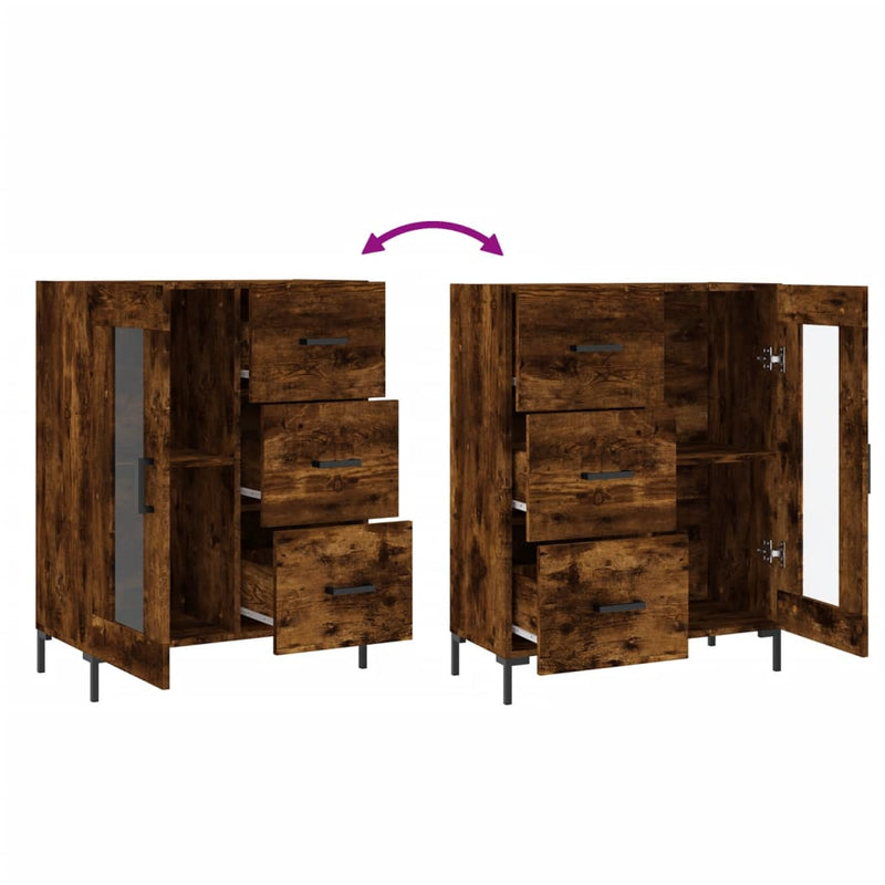 vidaXL füstös tölgy színű szerelt fa tálalószekrény 69,5 x 34 x 90 cm