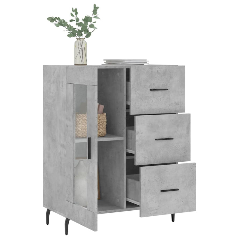vidaXL betonszürke szerelt fa tálalószekrény 69,5 x 34 x 90 cm