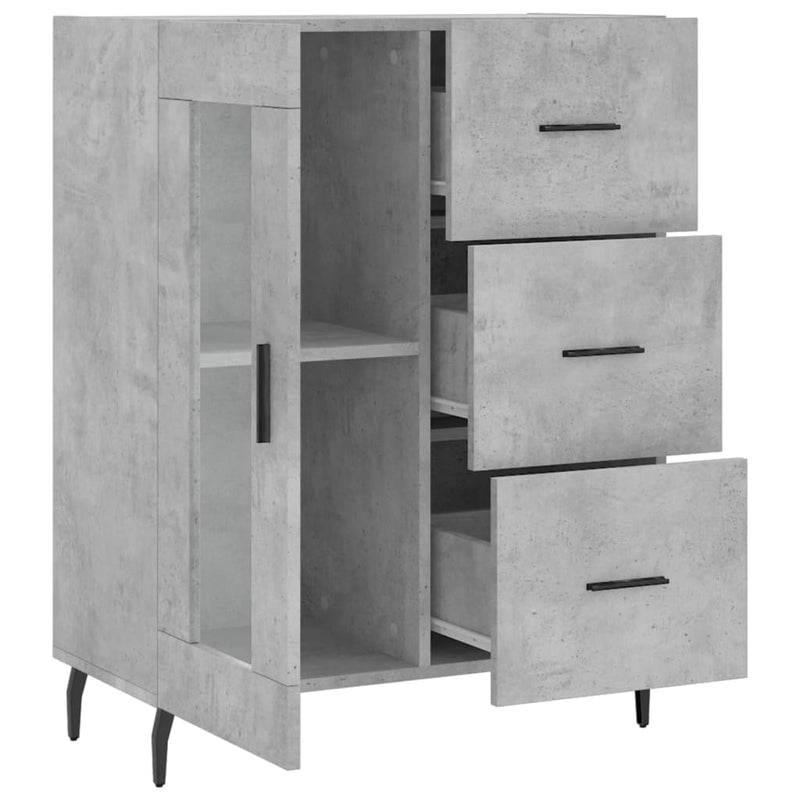 vidaXL betonszürke szerelt fa tálalószekrény 69,5 x 34 x 90 cm