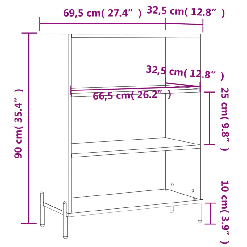 vidaXL szürke sonoma színű szerelt fa polcos szekrény 69,5x32,5x90 cm