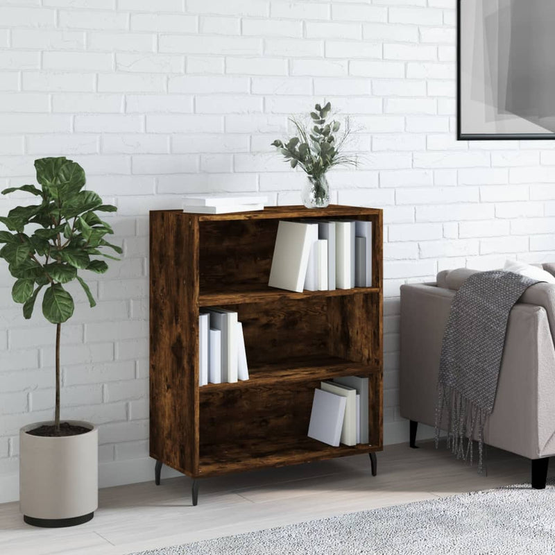 vidaXL füstös tölgy színű szerelt fa polcos szekrény 69,5x32,5x90 cm