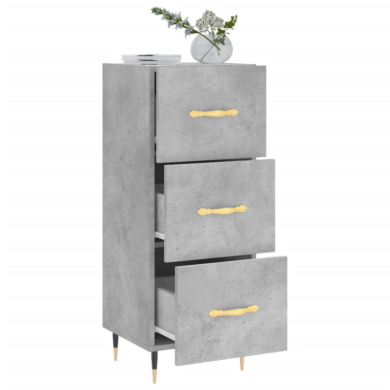 vidaXL betonszürke szerelt fa tálalószekrény 34,5 x 34 x 90 cm