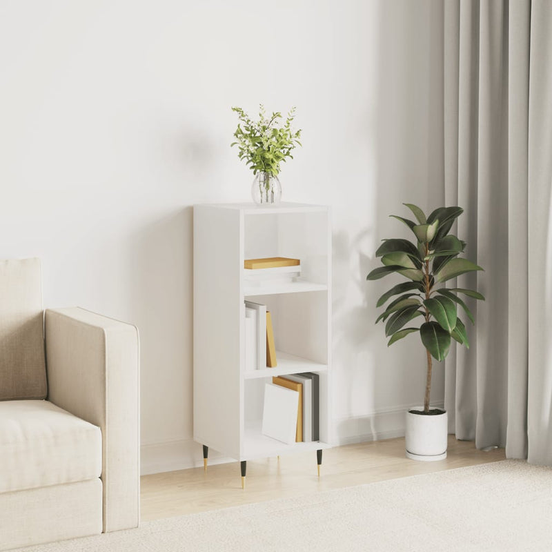 vidaXL magasfényű fehér szerelt fa tálalószekrény 34,5 x 32,5 x 90 cm