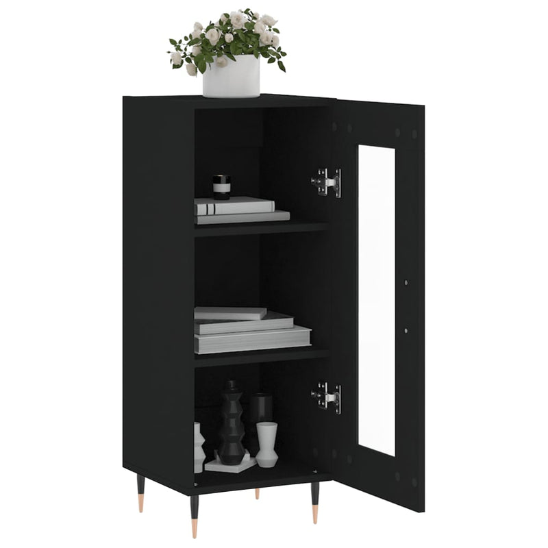 vidaXL fekete szerelt fa tálalóasztal 34,5 x 34 x 90 cm