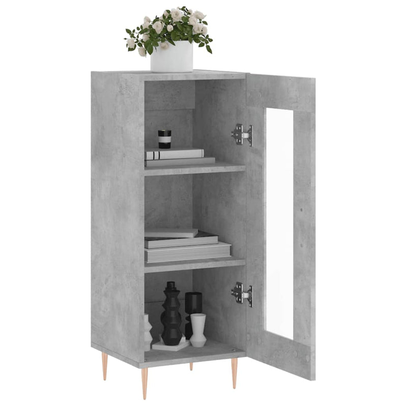 vidaXL betonszürke szerelt fa tálalószekrény 34,5 x 34 x 90 cm
