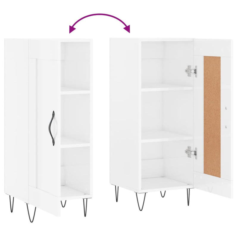 vidaXL magasfényű fehér szerelt fa tálalószekrény 34,5 x 34 x 90 cm