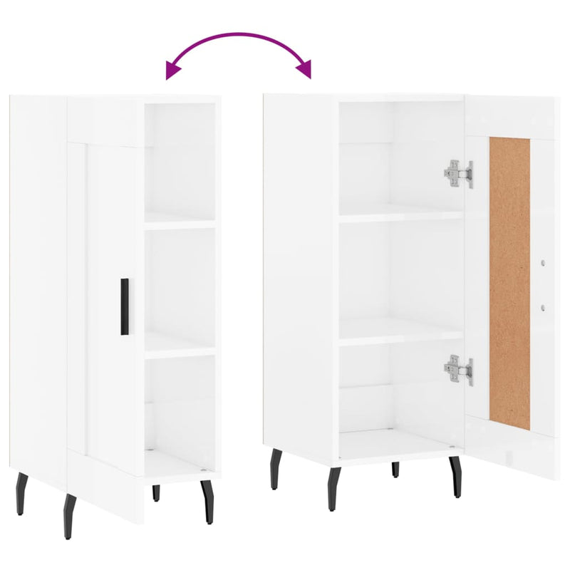 vidaXL magasfényű fehér szerelt fa tálalószekrény 34,5 x 34 x 90 cm