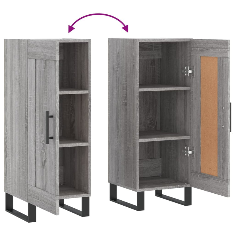 vidaXL szürke sonoma színű szerelt fa tálalószekrény 34,5 x 34 x 90 cm