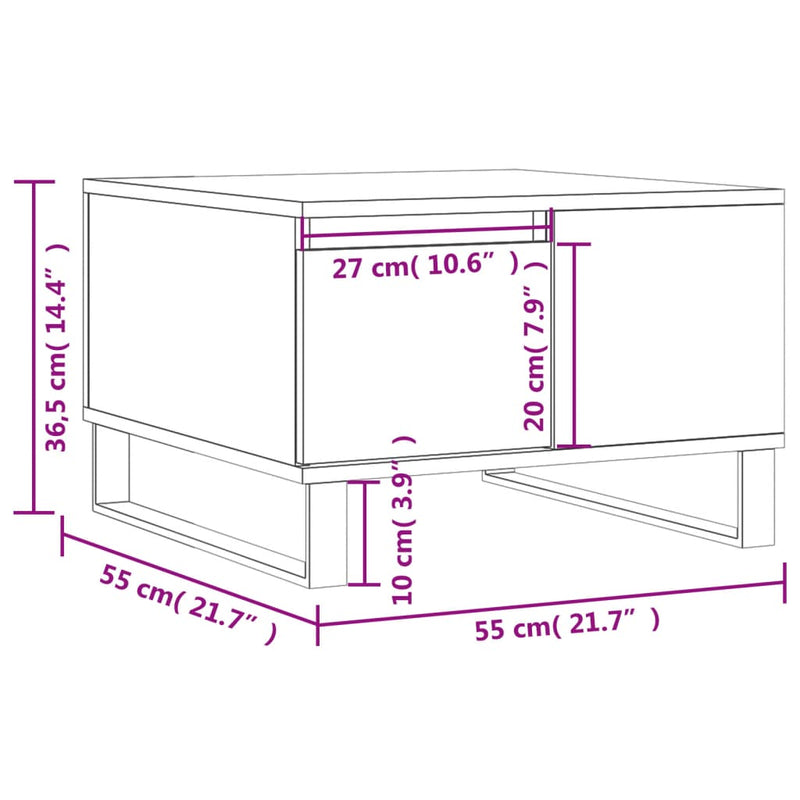 vidaXL betonszürke szerelt fa dohányzóasztal 55x55x36,5 cm