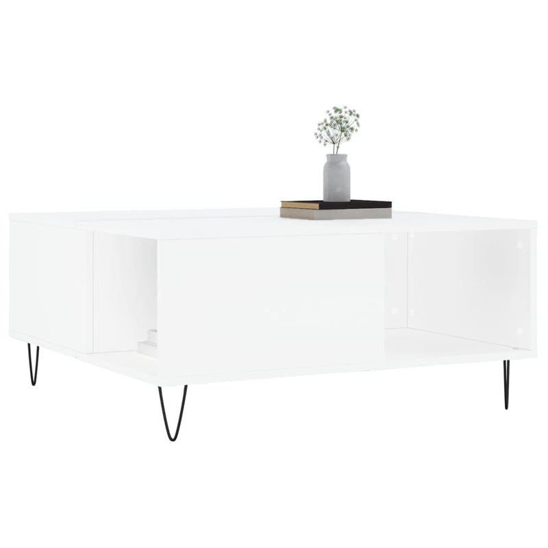 vidaXL fehér szerelt fa dohányzóasztal 80x80x36,5 cm