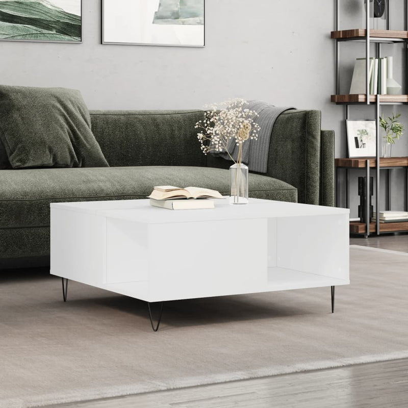 vidaXL fehér szerelt fa dohányzóasztal 80x80x36,5 cm