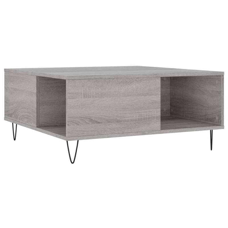 vidaXL szürke sonoma színű szerelt fa dohányzóasztal 80 x 80 x 36,5 cm