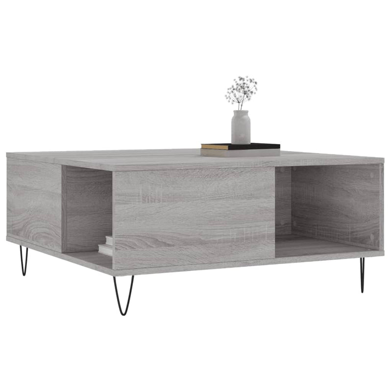 vidaXL szürke sonoma színű szerelt fa dohányzóasztal 80 x 80 x 36,5 cm