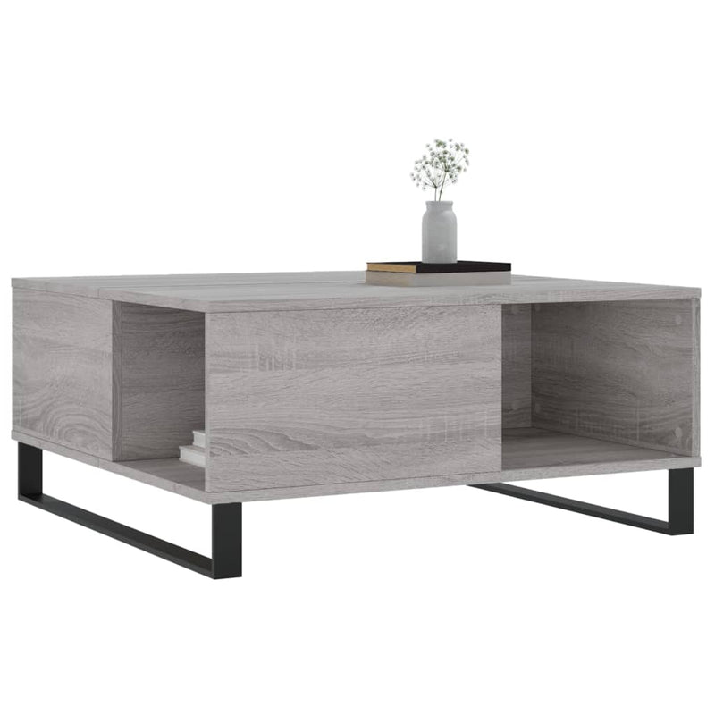 vidaXL szürke sonoma színű szerelt fa dohányzóasztal 80 x 80 x 36,5 cm