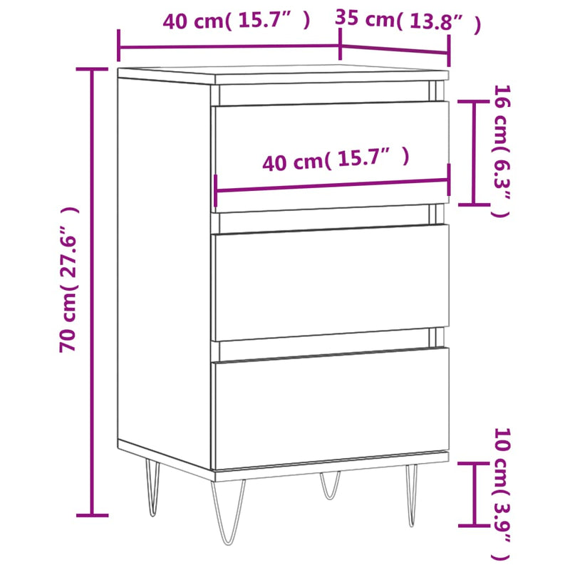 vidaXL betonszürke szerelt fa tálalószekrény 40 x 35 x 70 cm