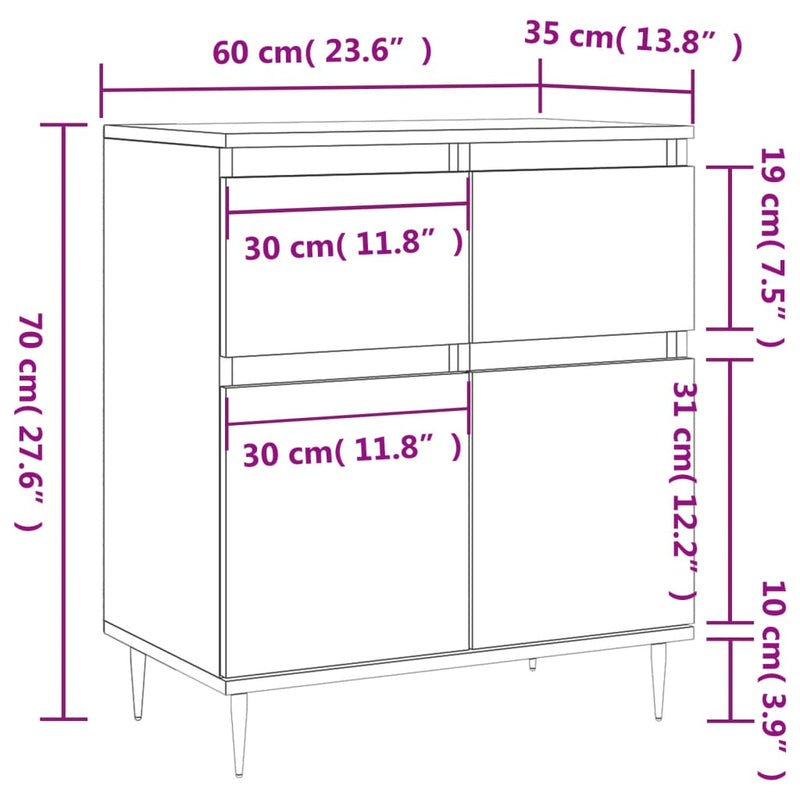 vidaXL füstös tölgy színű szerelt fa tálalószekrény 60 x 35 x 70 cm