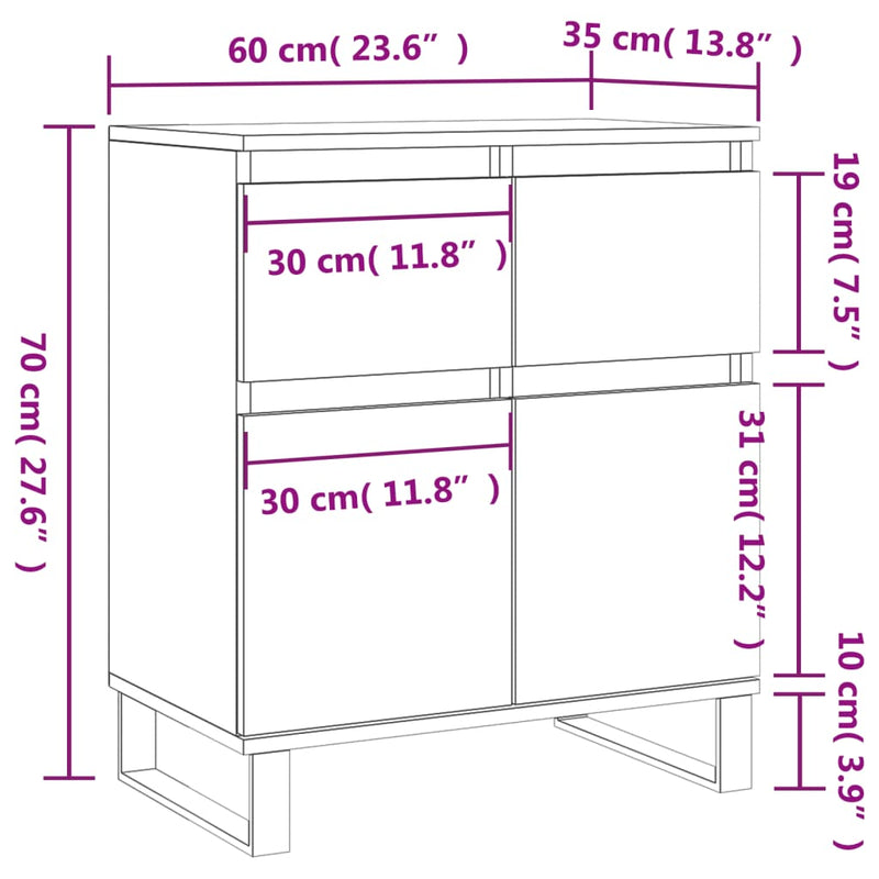 vidaXL sonoma tölgy színű szerelt fa tálalóasztal 60 x 35 x 70 cm