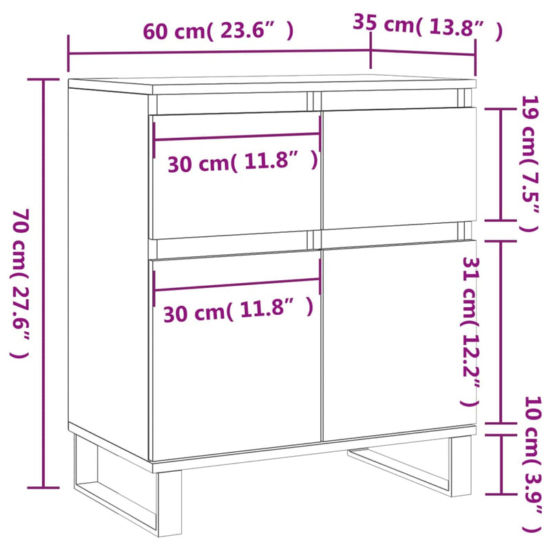 vidaXL füstös tölgy színű szerelt fa tálalószekrény 60 x 35 x 70 cm