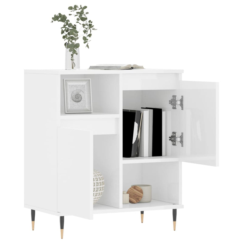 vidaXL magasfényű fehér szerelt fa tálalószekrény 60 x 35 x 70 cm
