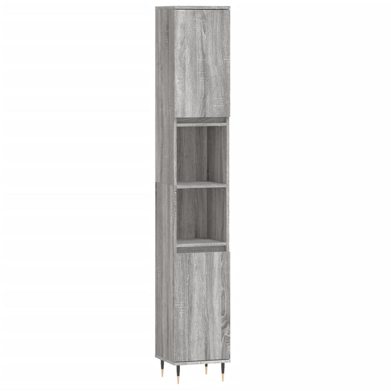vidaXL szürke sonoma színű szerelt fa fürdőszobaszekrény 30x30x190 cm
