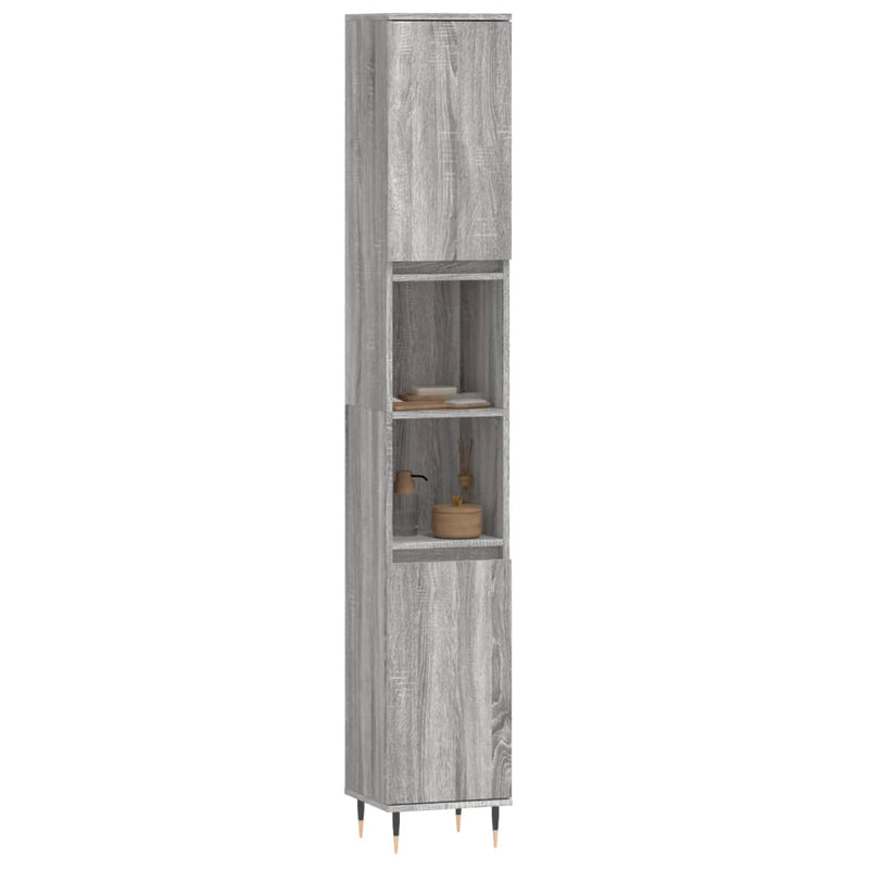 vidaXL szürke sonoma színű szerelt fa fürdőszobaszekrény 30x30x190 cm