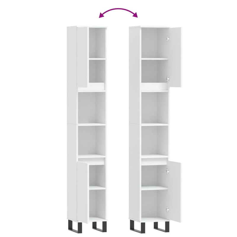 vidaXL fehér szerelt fa fürdőszobaszekrény 30 x 30 x 190 cm