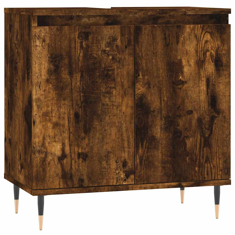 vidaXL füstös tölgy színű szerelt fa fürdőszobaszekrény 58x33x60 cm