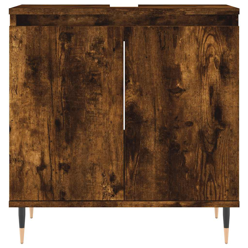 vidaXL füstös tölgy színű szerelt fa fürdőszobaszekrény 58x33x60 cm