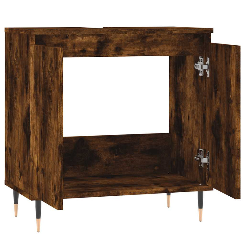 vidaXL füstös tölgy színű szerelt fa fürdőszobaszekrény 58x33x60 cm