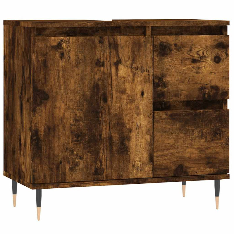 vidaXL füstös tölgy színű szerelt fa fürdőszobaszekrény 65x33x60 cm