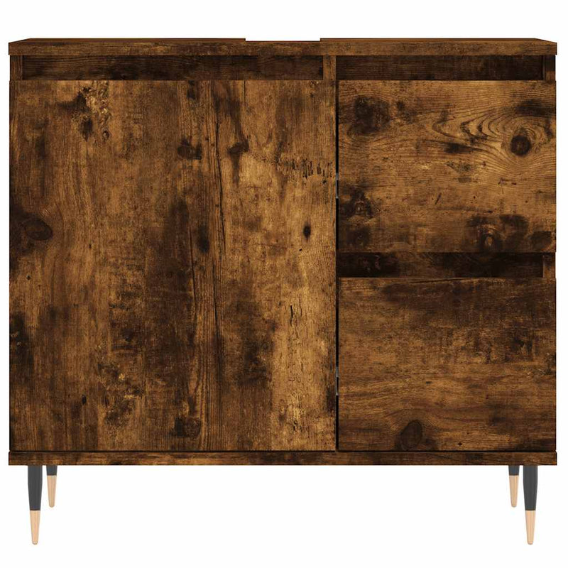 vidaXL füstös tölgy színű szerelt fa fürdőszobaszekrény 65x33x60 cm