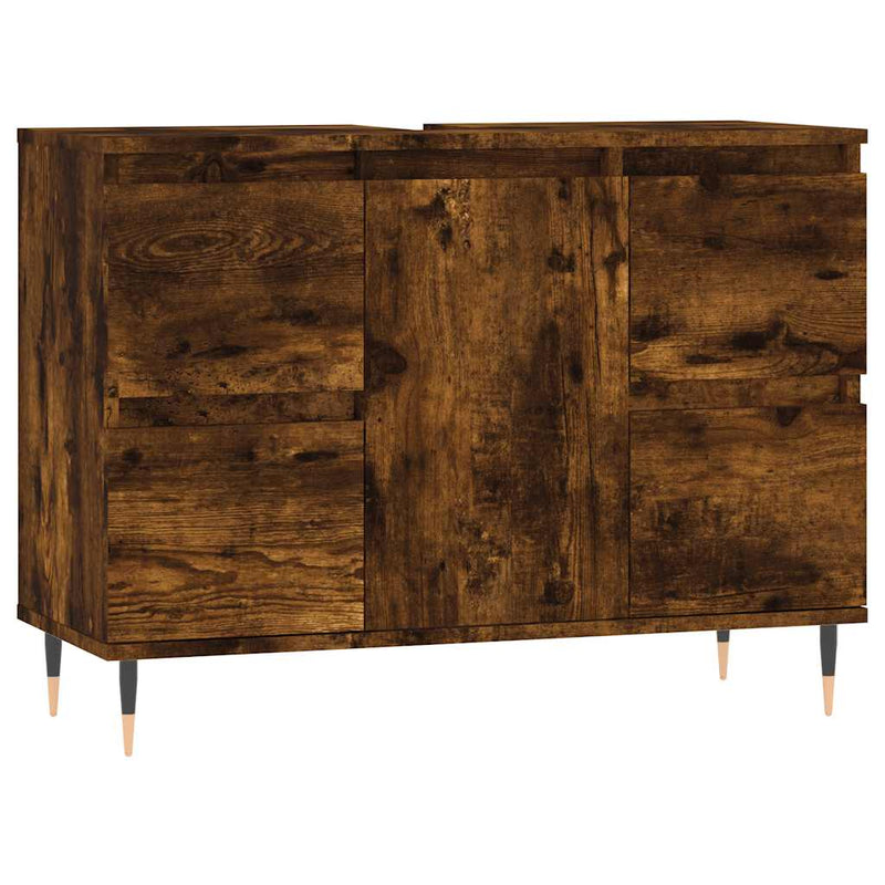 vidaXL füstös tölgy színű szerelt fa fürdőszobaszekrény 80x33x60 cm