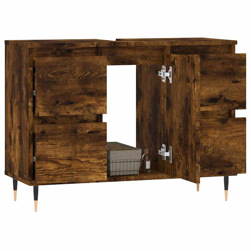 vidaXL füstös tölgy színű szerelt fa fürdőszobaszekrény 80x33x60 cm