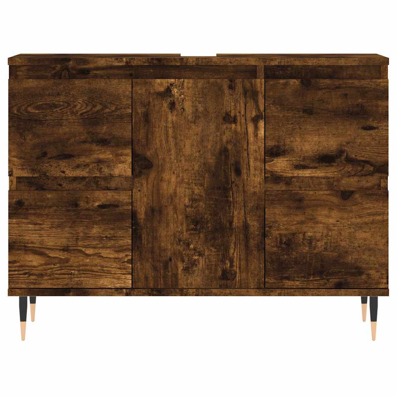 vidaXL füstös tölgy színű szerelt fa fürdőszobaszekrény 80x33x60 cm