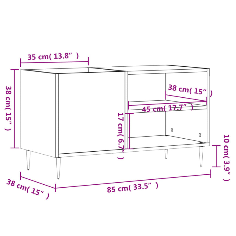 vidaXL fekete szerelt fa hanglemezszekrény 85x38x48 cm