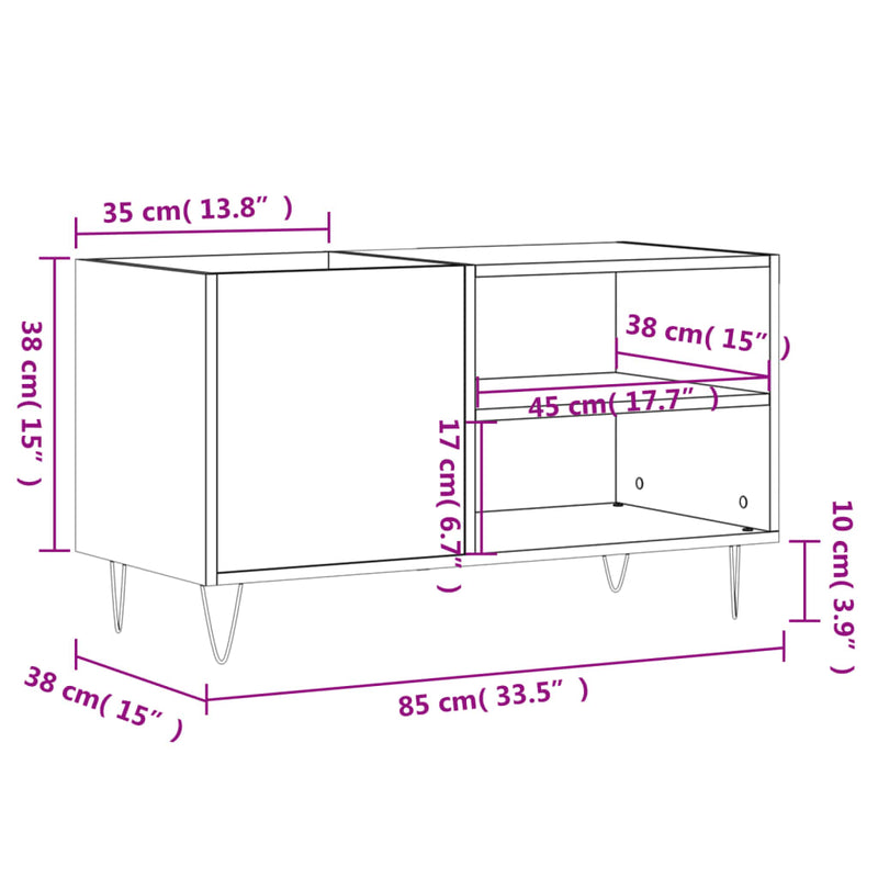 vidaXL fekete szerelt fa hanglemezszekrény 85x38x48 cm