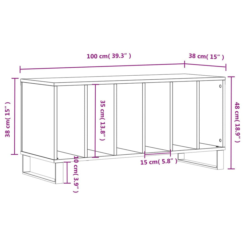 vidaXL betonszürke szerelt fa hanglemezszekrény 100 x 38 x 48 cm