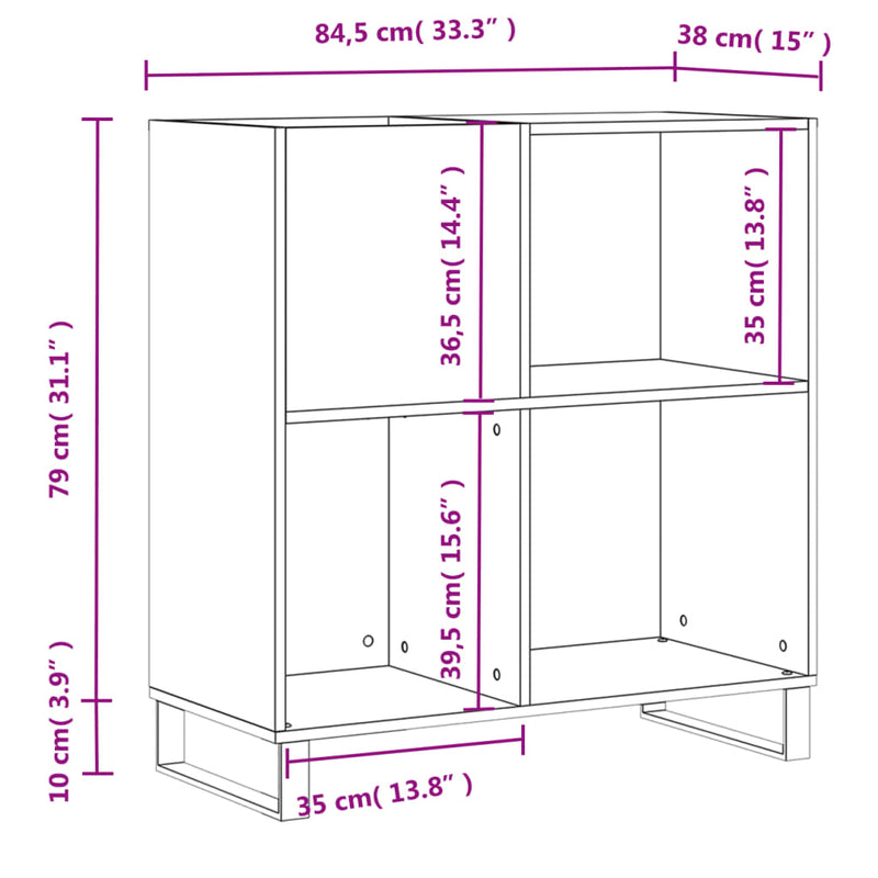 vidaXL fehér szerelt fa hanglemezszekrény 84,5 x 38 x 89 cm