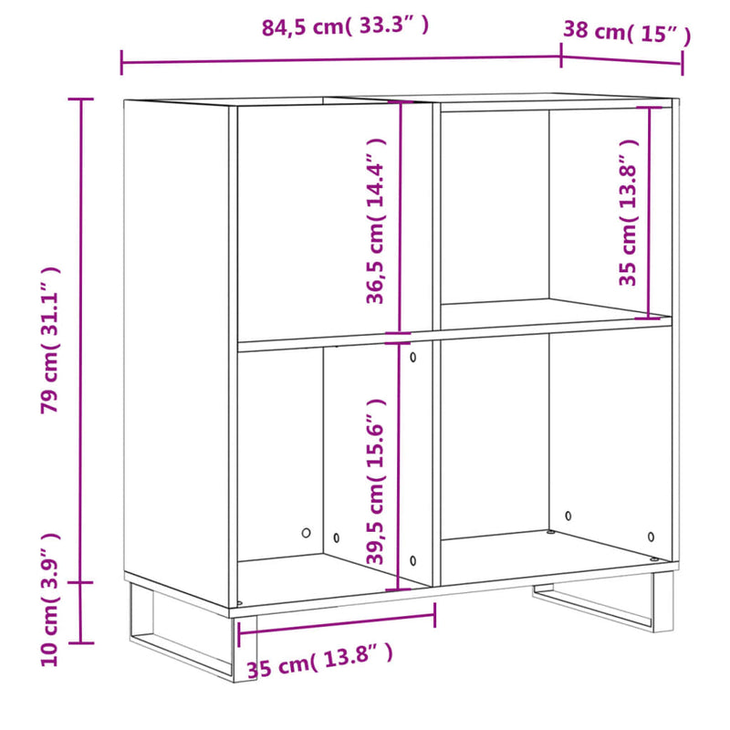 vidaXL füstös tölgy színű szerelt fa hanglemezszekrény 84,5x38x89 cm