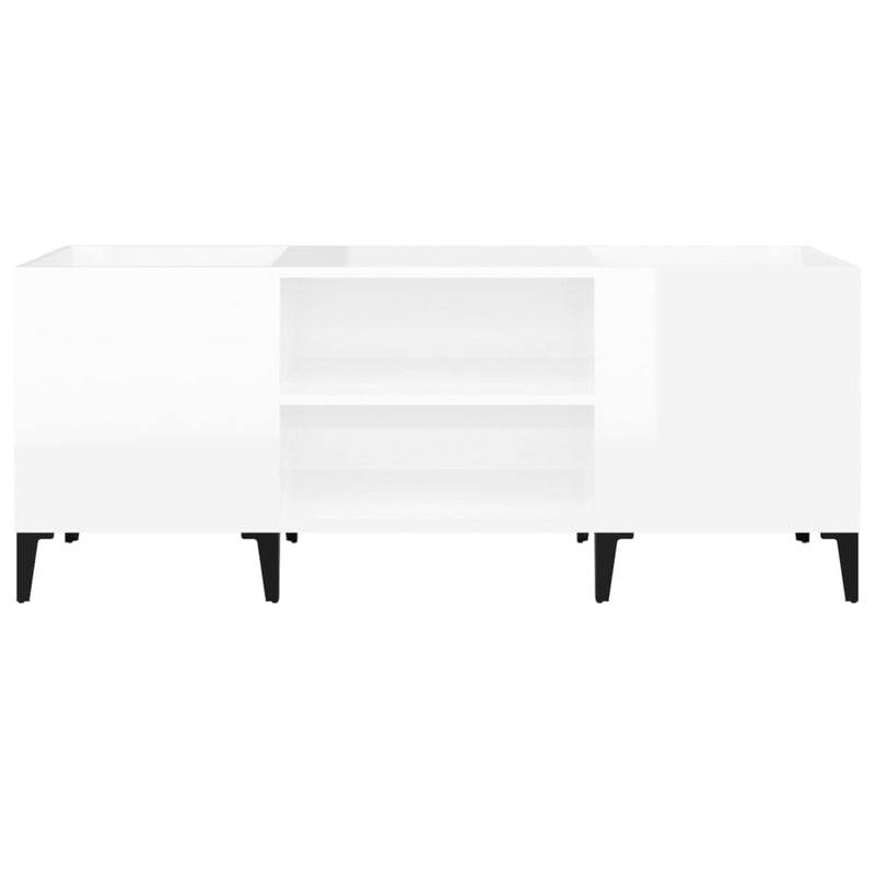 vidaXL magasfényű fehér szerelt fa hanglemezszekrény 121x38x48 cm