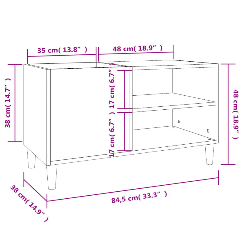 vidaXL sonoma tölgy színű szerelt fa hanglemezszekrény 84,5x38x48 cm