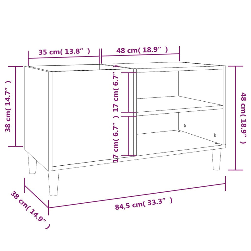 vidaXL fekete szerelt fa hanglemezszekrény 84,5x38x48 cm