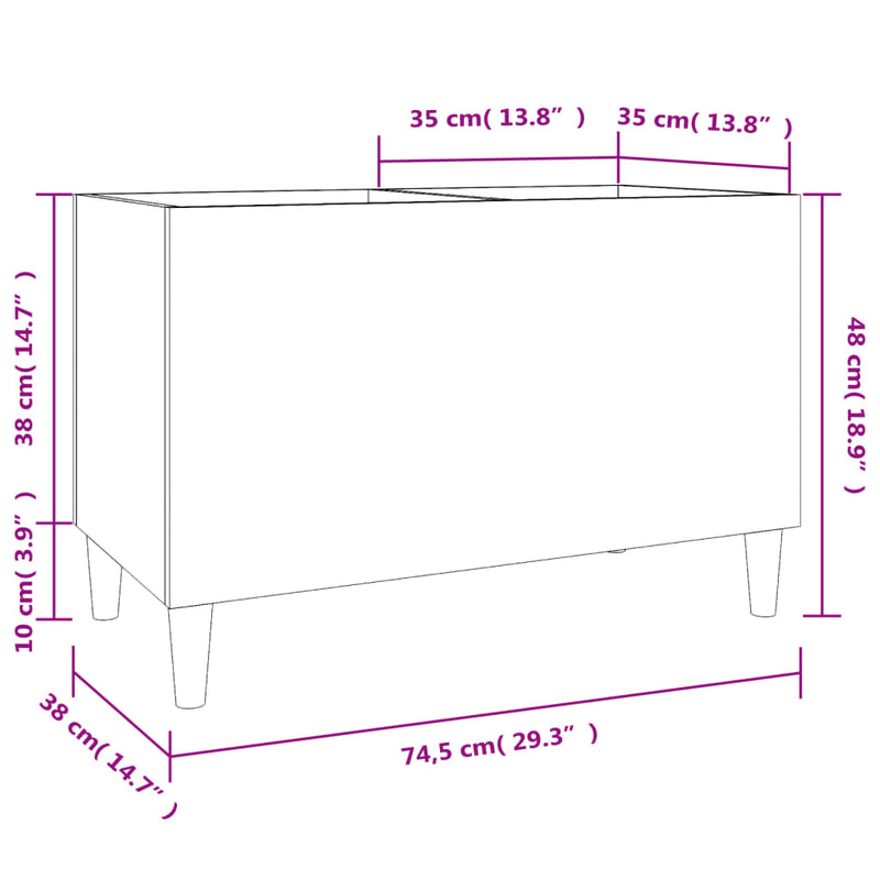 vidaXL sonoma tölgy színű szerelt fa hanglemezszekrény 74,5x38x48 cm