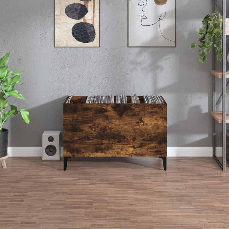 vidaXL füstös tölgy színű szerelt fa hanglemezszekrény 74,5x38x48 cm