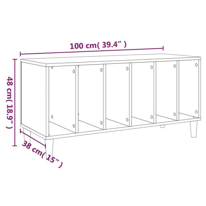 vidaXL fekete szerelt fa hanglemezszekrény 100 x 38x 48 cm