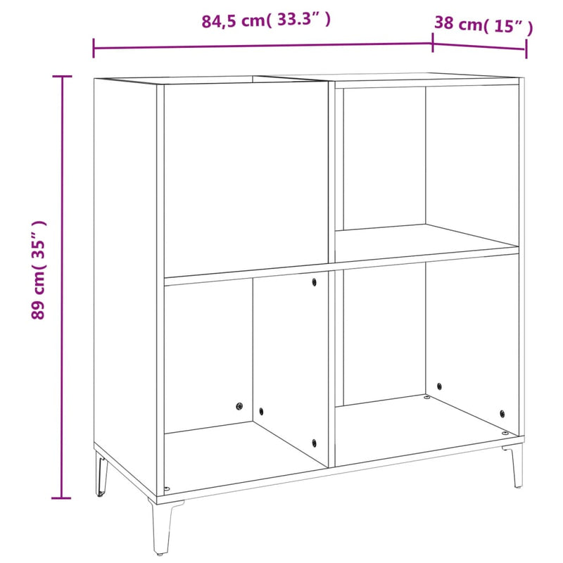 vidaXL fekete szerelt fa hanglemezszekrény 84,5 x 38 x 89 cm