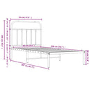 vidaXL fekete fém ágykeret fejtámlával 90 x 200 cm
