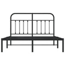 vidaXL fekete fém ágykeret fejtámlával 140 x 190 cm
